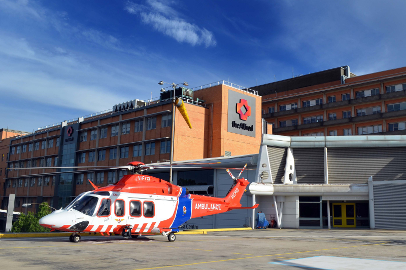 A lone chopper sits on the helipad at The Alfred.