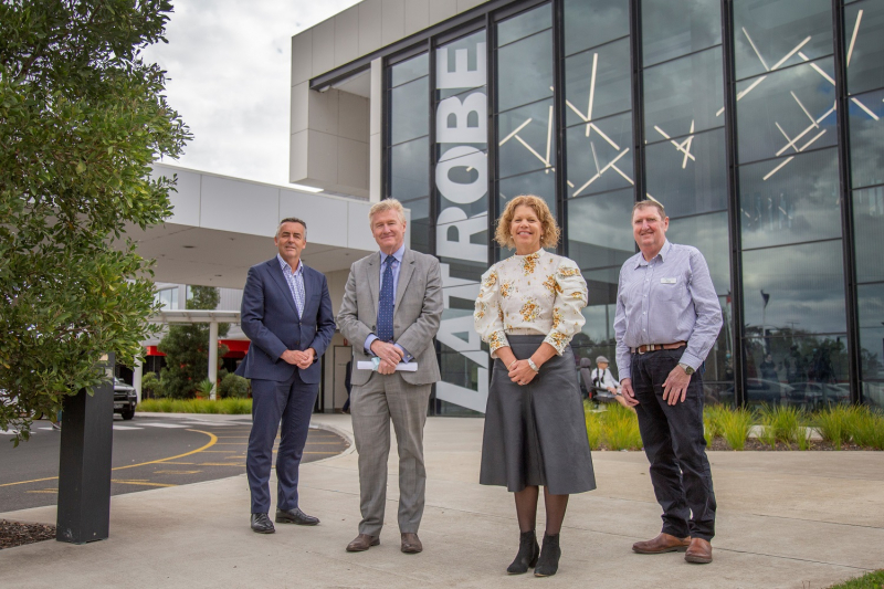 Left to Right, The Hon. Darren Chester MP, Australian Government representative and local MP, Alfred Health’s Director of Research Professor Stephen Jane, Director of TrialHub Anne Woollett, and Latrobe Regional Hospital’s Chief Executive Officer Pete